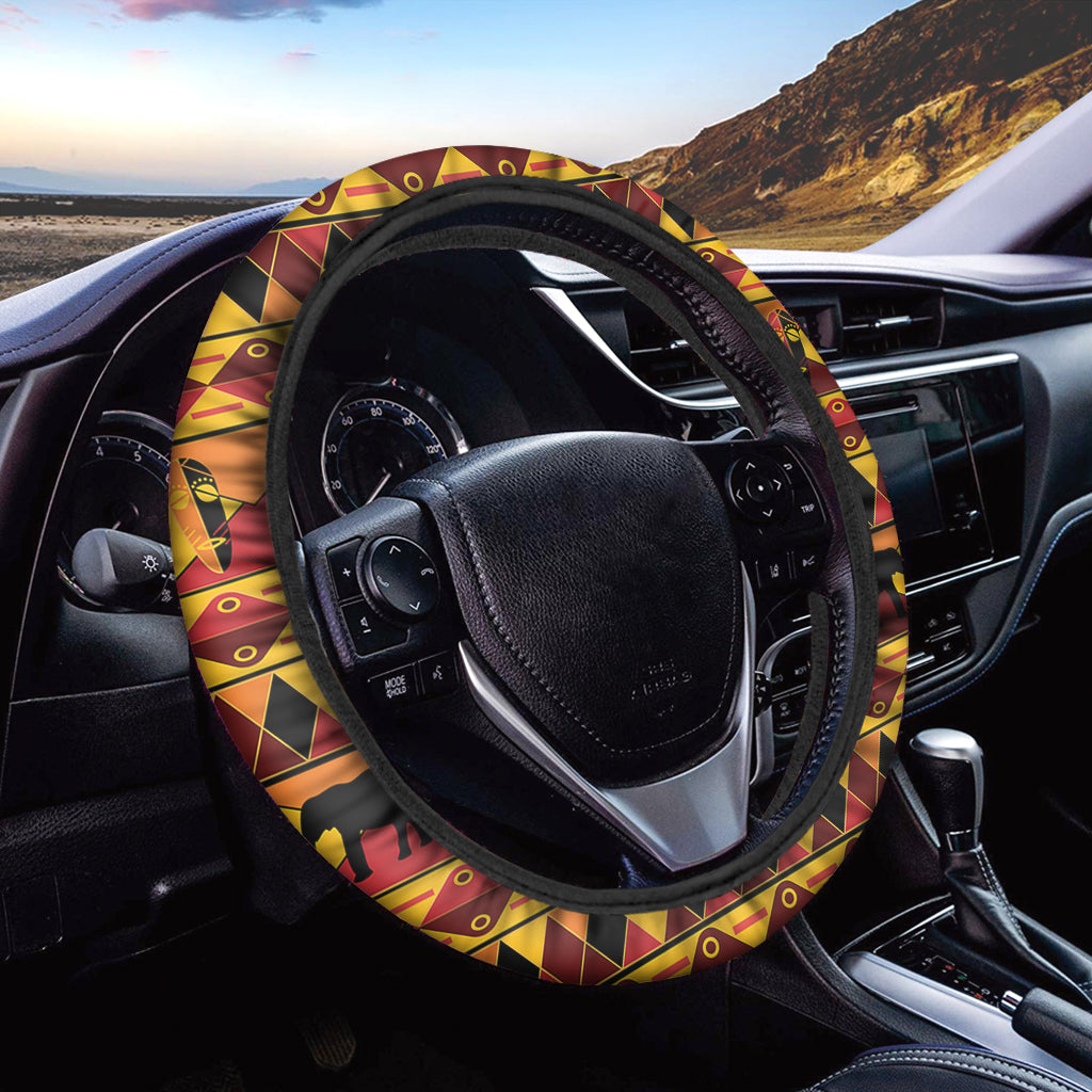 Sunset African Tribal Pattern Print Car Steering Wheel Cover