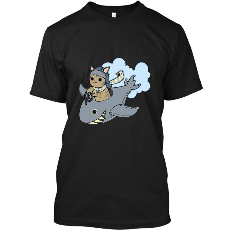 Cat Shark Plane Adorable Pilot Tee Custom Ultra Cotton