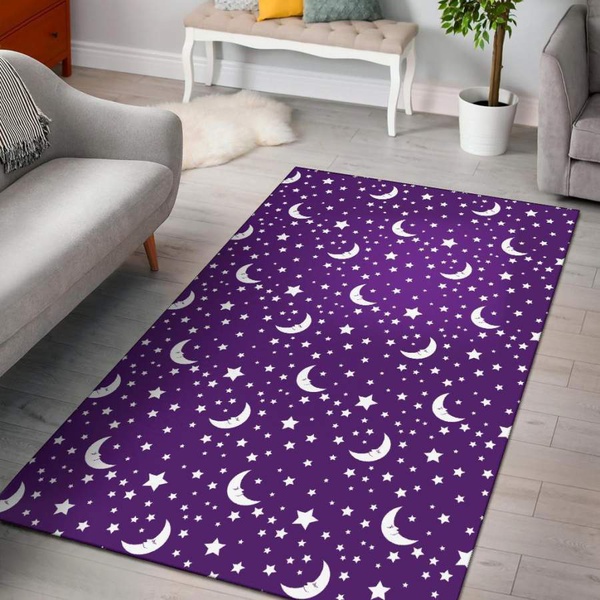 Moon Purple Pattern Print Area Rug