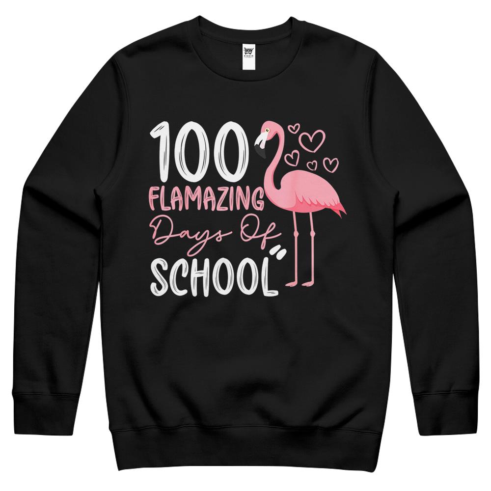 100 Days Of School Shirt Teacher Flamazing Days Of School Crewneck Sweatshirt