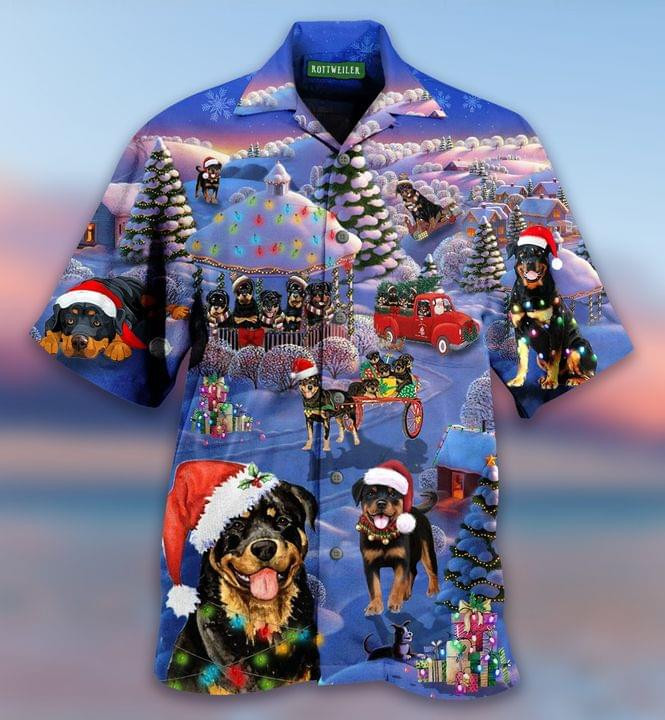 Christmas Hawaii Rottweilers Button Up Shirt For Men Ha76957