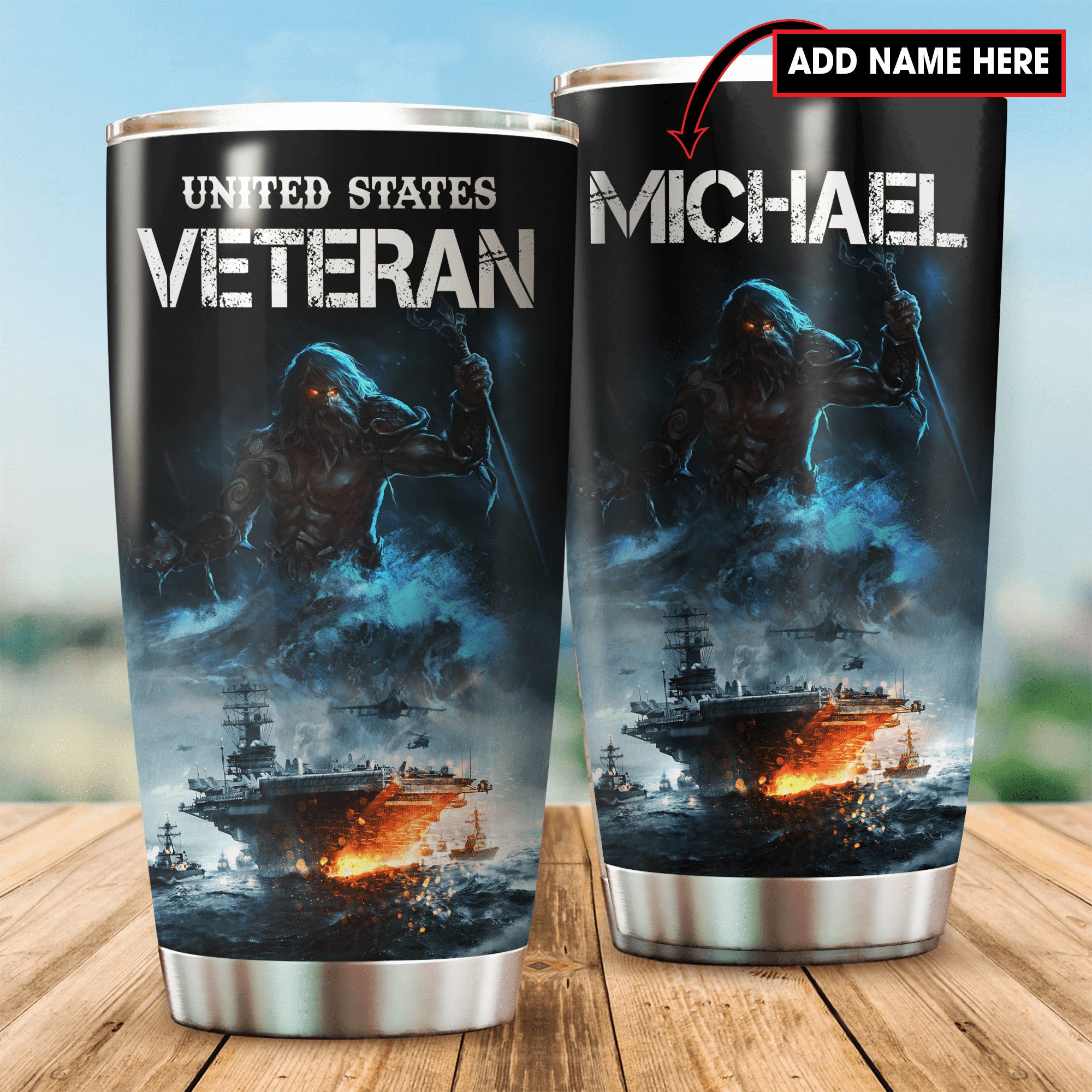 United State Veteran Custom Name Tumbler