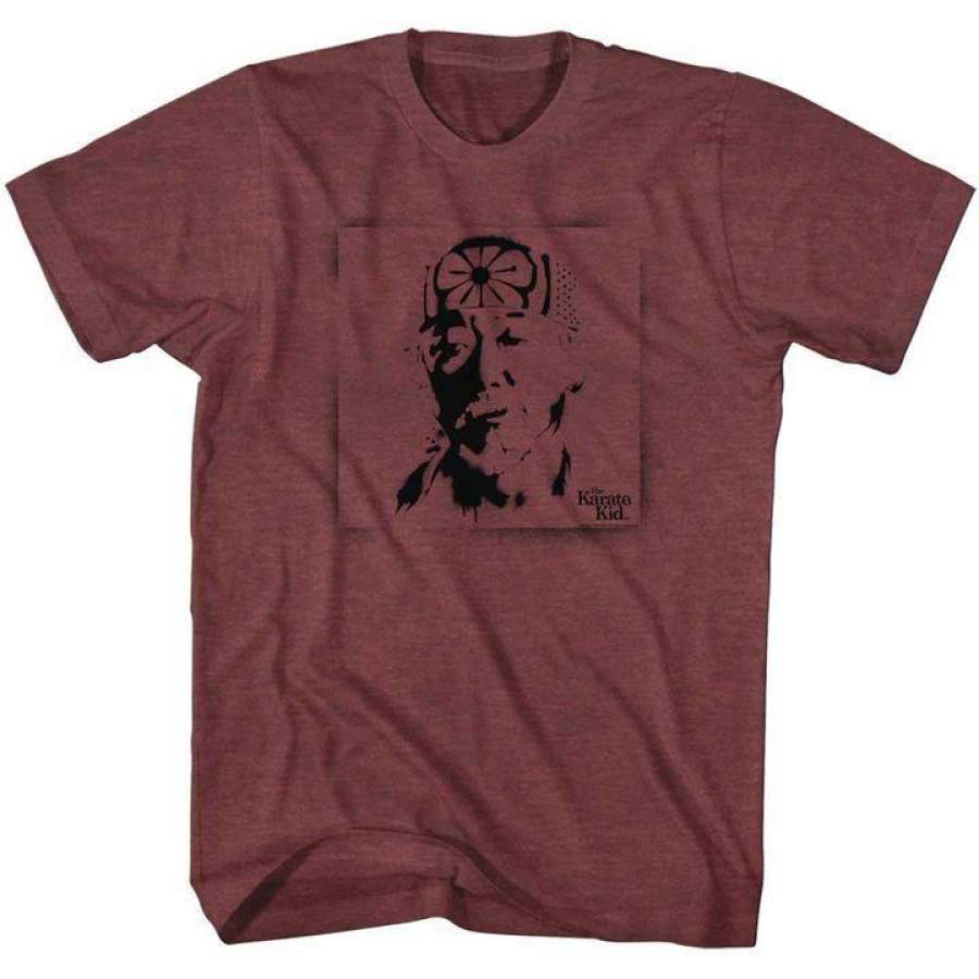 The Karate Kid Graffiti Miyagi Mens T Shirt Vintage Maroon Heather