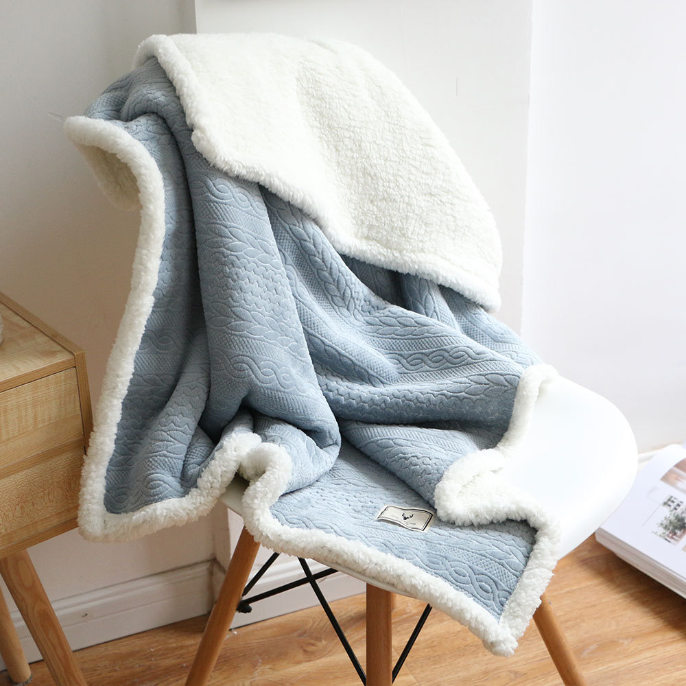 Casual Flannel Blanket Thick Shawl Nap Blanket Double Warm Knee Cover Soft Winter Office Solid Color Sofa Blankets Throw alx