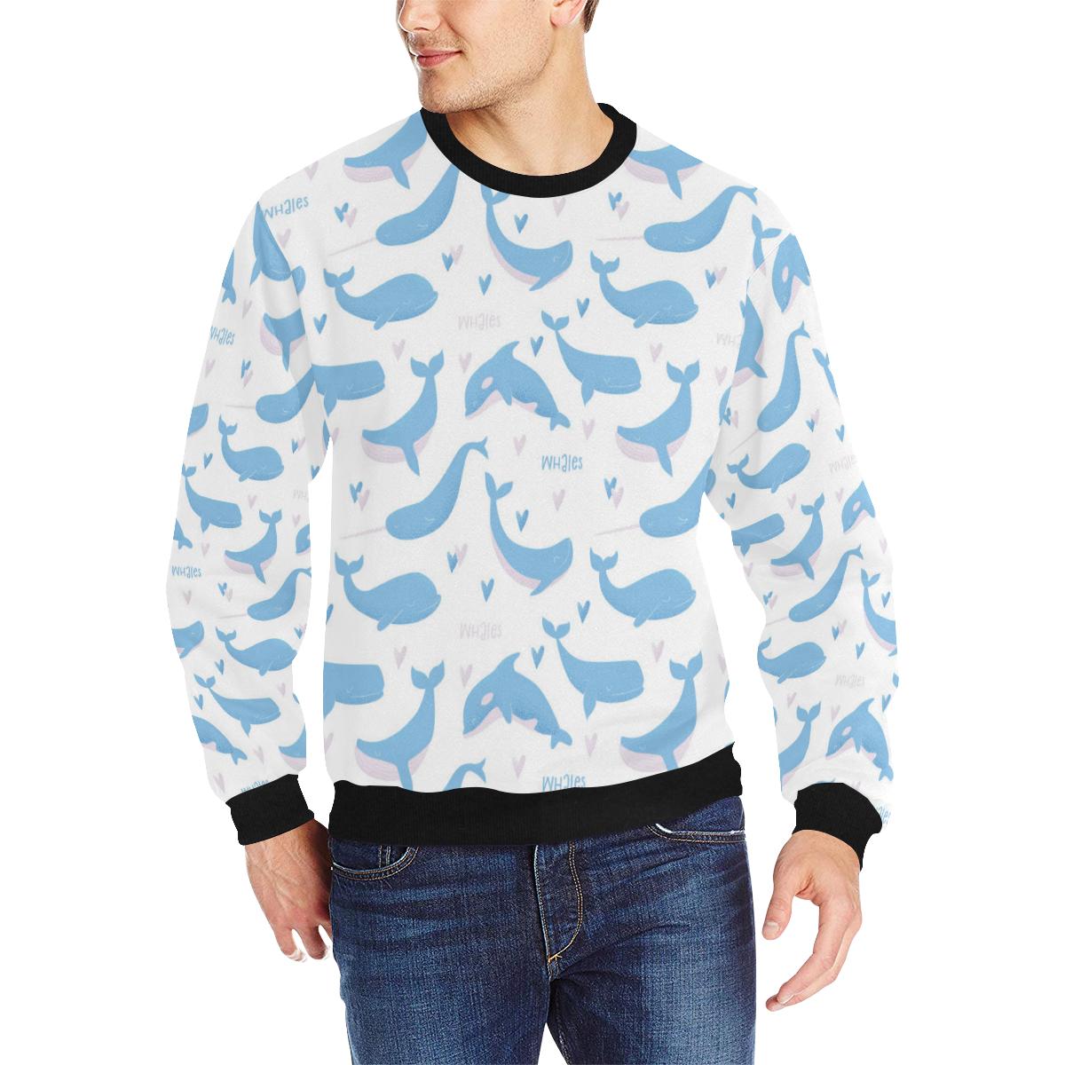 Blue whale pattern Men’s Crew Neck Sweatshirt