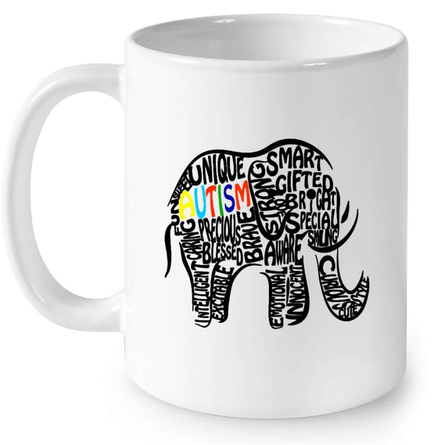 Autism Awareness Elephant (w) – Full-Wrap Coffee White Mug