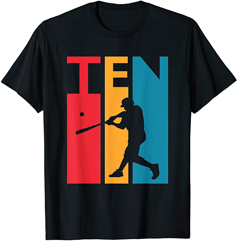 10th Birthday Gift Ten Vintage Baseball Birthday 10 Year Old T-Shirt