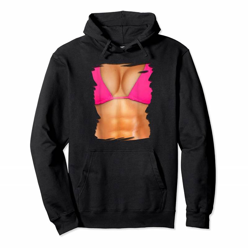 Fake Abs Shirt Bikini Body Muscle Six Pack Fake Big Boobs Pullover Hoodie, T-Shirt, Sweatshirt