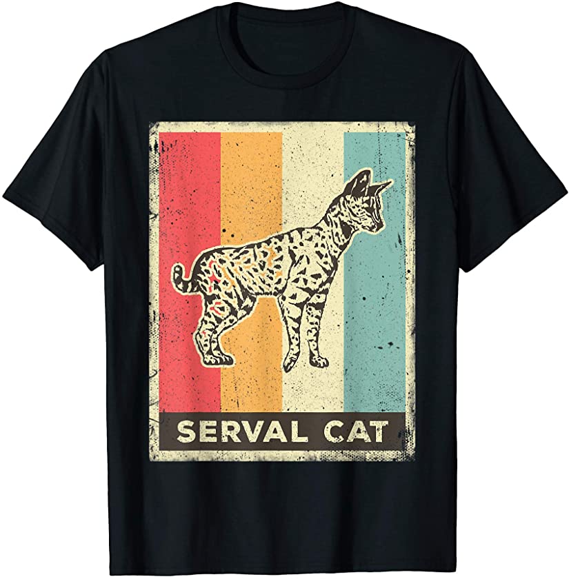 Serval Cat Lover Vintage Retro Poster Animal T-Shirt