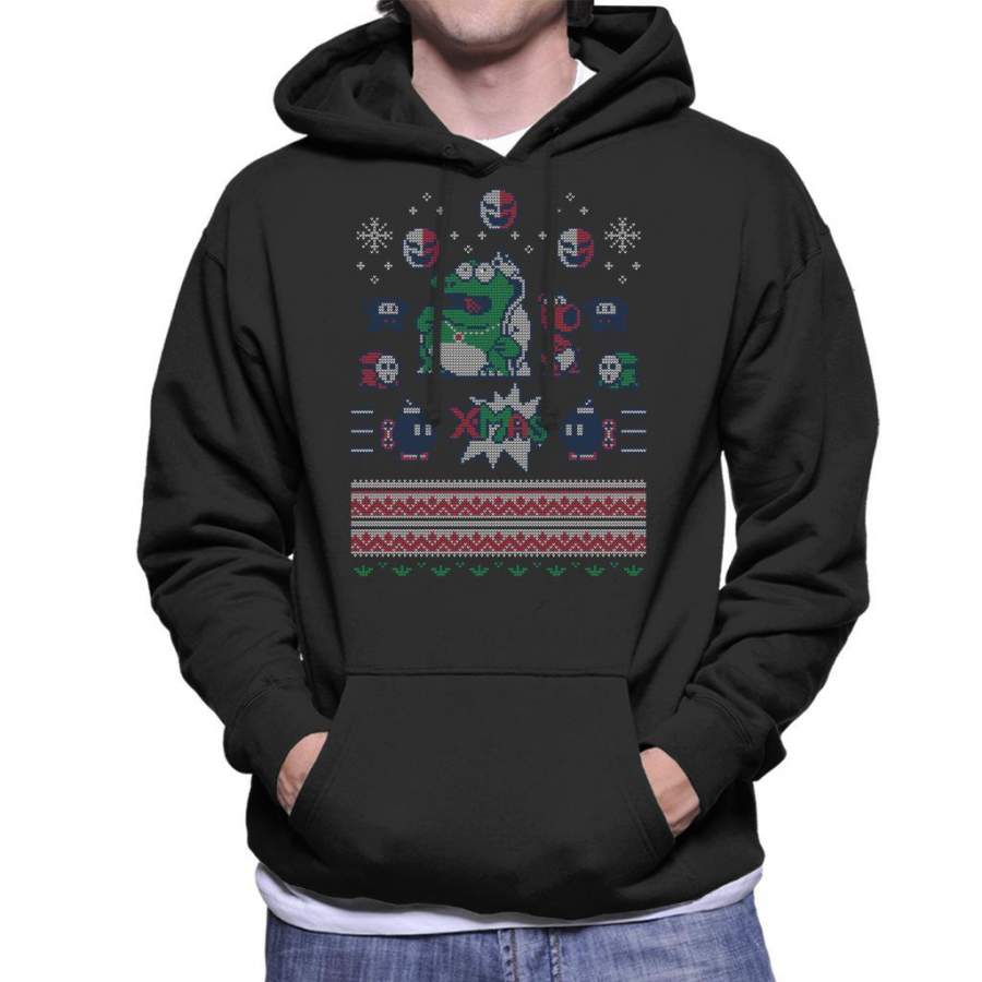 Super Mario Brothers King Koopa Christmas Knit Pattern Men’s Hooded Sweatshirt