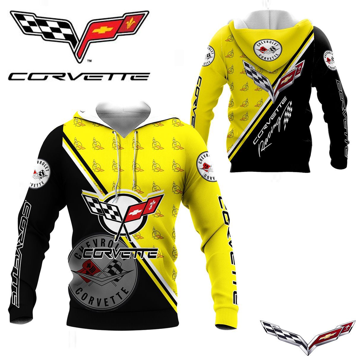 3D All Over Printed Chevrolet Corvette C5  Shirts Ver 1 (Yellow)