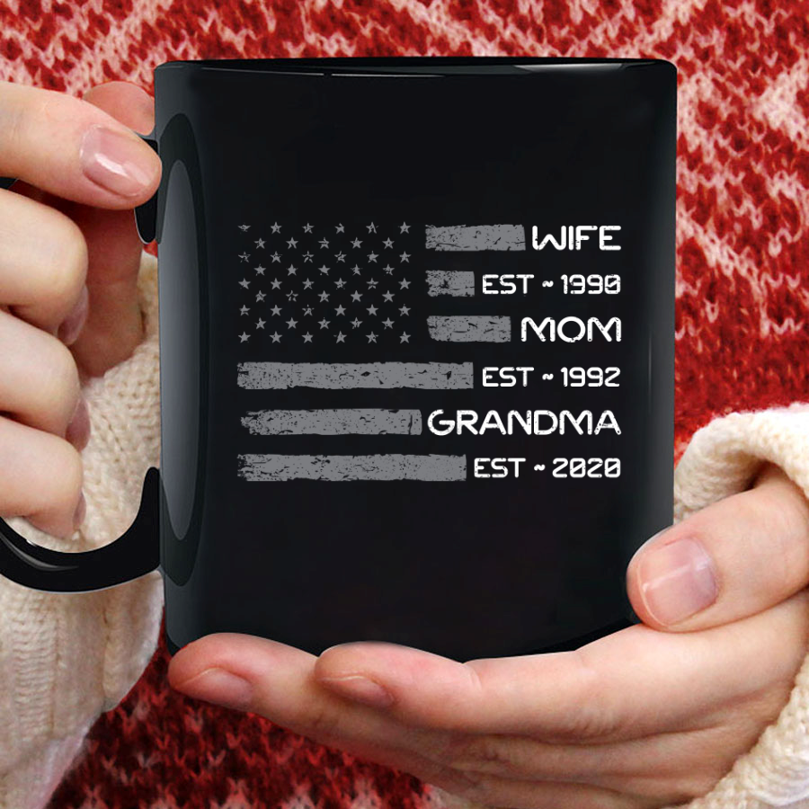 Wife Mom Grandma Est Flag Mug