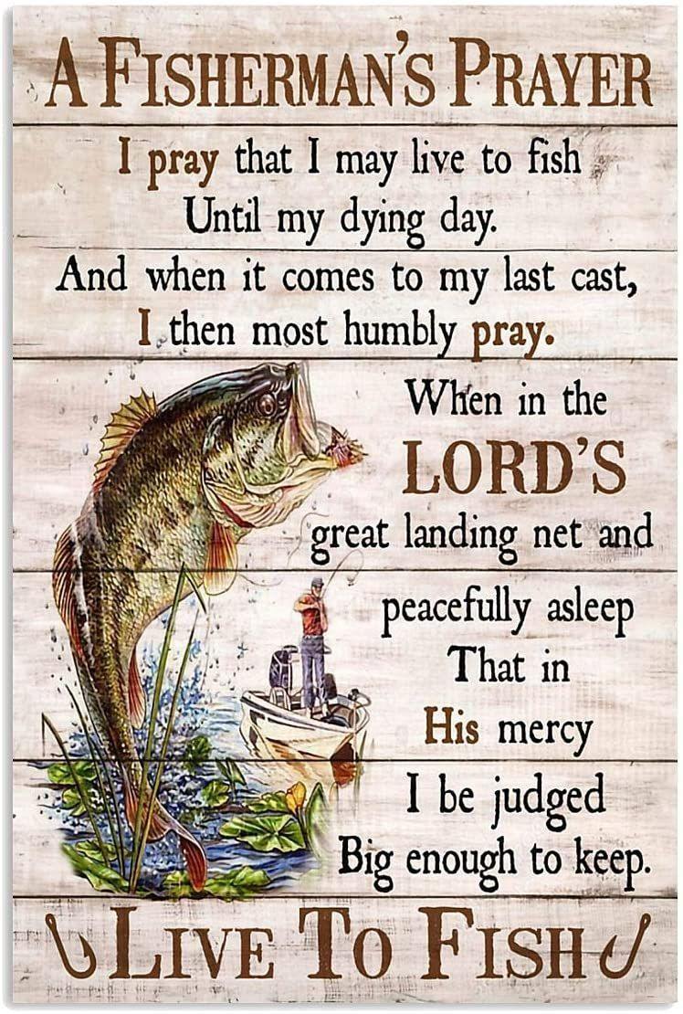 A Fisherman’S Prayer Live To Fish Wood Look  – Best Idea Gift For Fishing Lover, Gift For Home Decor, Gift For Family – Horizontal Canvas Matte Canvas Wall Art