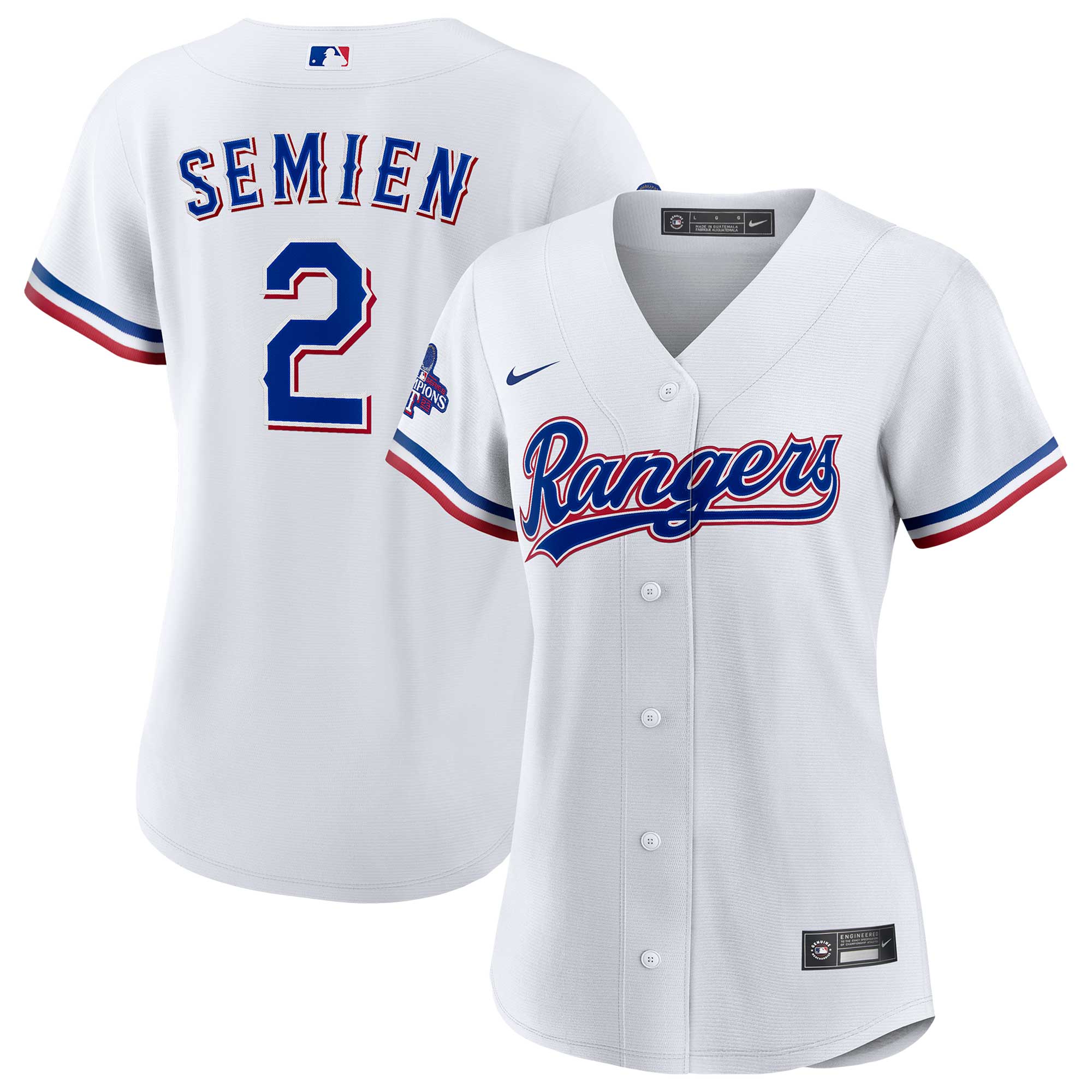 Women’s Texas Rangers Marcus Semien White Home 2023 World Series Champions Player Jersey