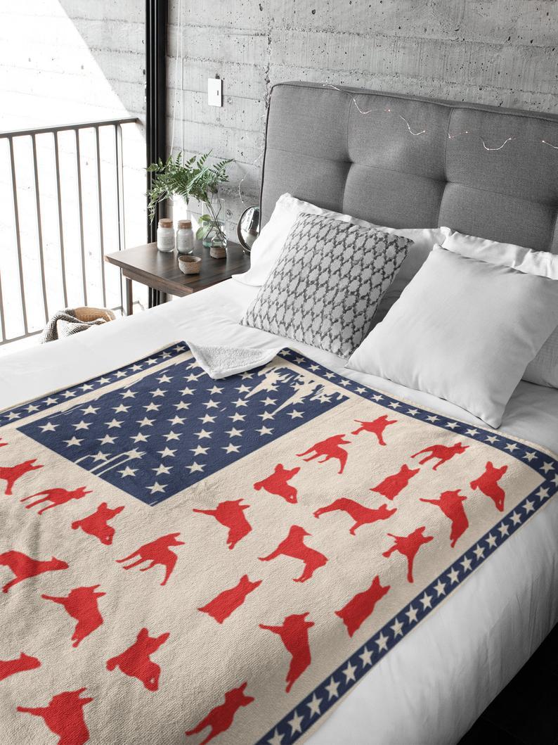 Boston Terrier 4Th Of July Patriotic Independence Day Blanket Gift For Dog Lovers Home Decor Bedding Couch Sofa Soft And Comfy Cozy