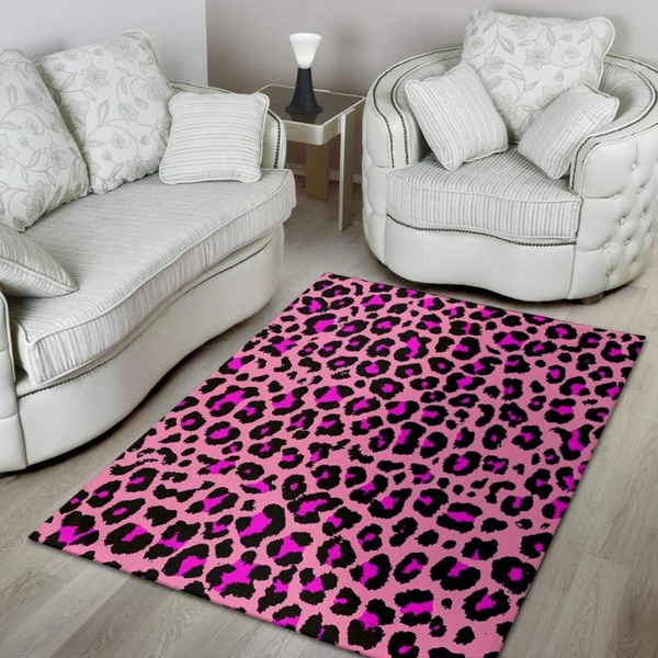 Pink Cheetah Leopard Area Rug