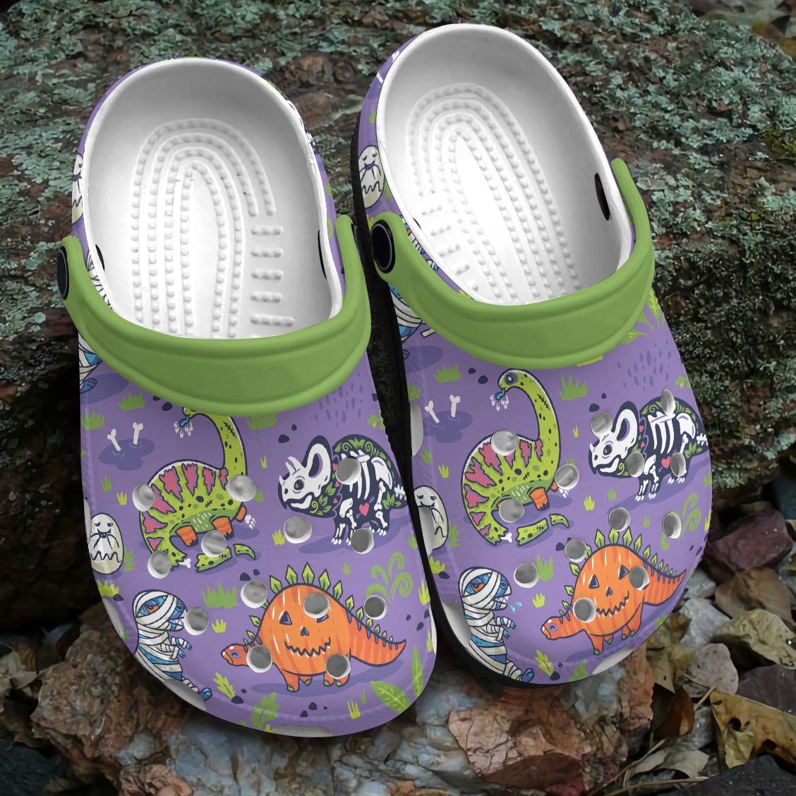 Halloween Dinosaur Personalized Clog, Custom Name, Text, Color, Number Fashion Style For Women, Men, Kid, Print 3D