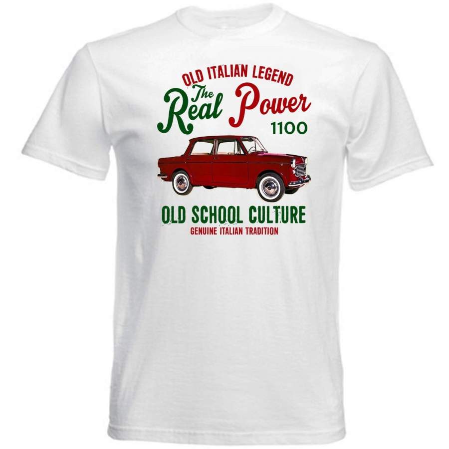 Vintage Italian Car Fiat 1100 Special Real Power Print Graphic T-shirt Mens Round Neck Short Sleeves Cotton Tee Shirt Bottoming T Shirt Fashion Tops Clothing