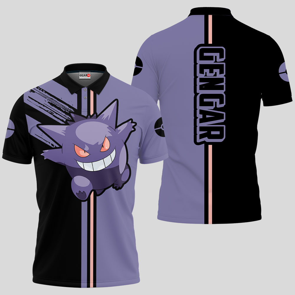 Gengar Polo Shirts Custom Pokemon Anime Merch Clothes