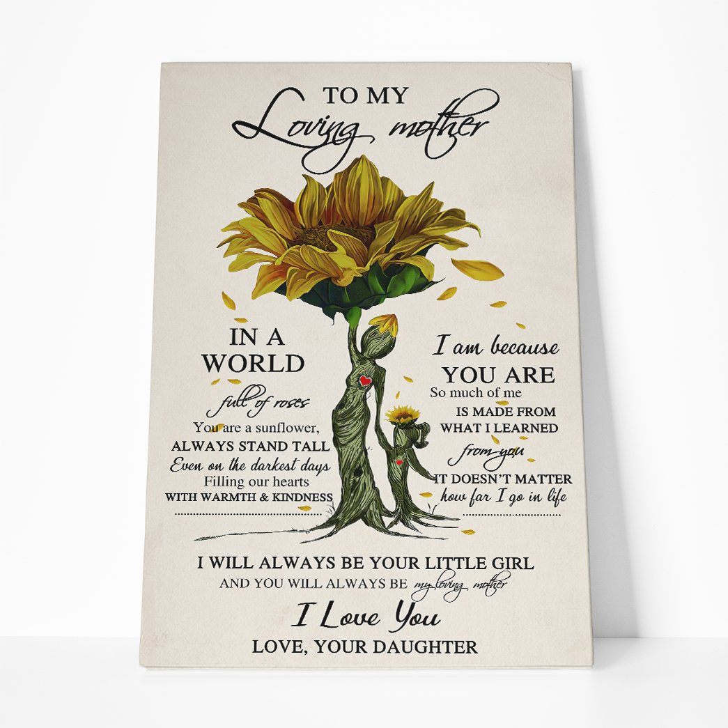 Gearhumans 3D Happy Mothers Day Gift Sunflower Mother Custom Name Canvas