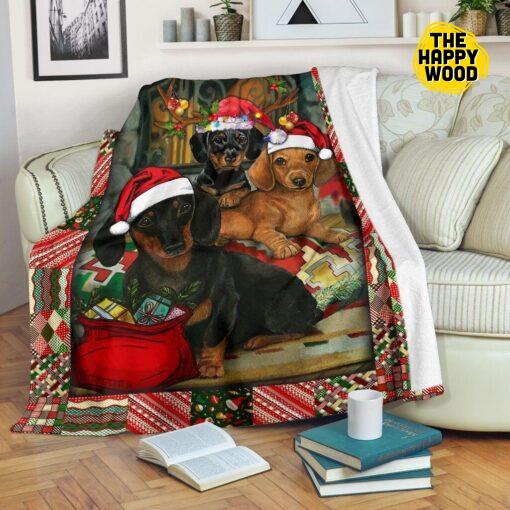 Dachshund Family Christmas Gift Blanket