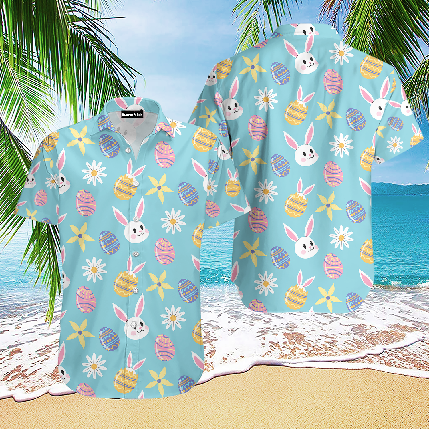 Beach Shirt Bunny Love Egg Happy Easter Day Hawaiian Shirt | For Men & Women | Hl2066