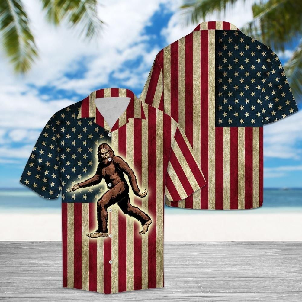 Aloha Shirt Big Foot American Flag H207017 – Hawaiian Shirt