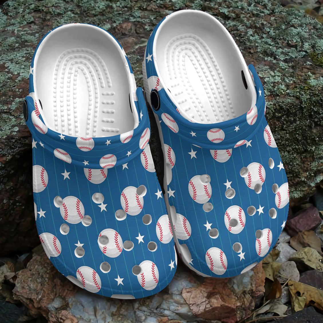 Baseball And Star Pattern Personalized Clog, Custom Name, Text, Color, Number Fashion Style For Women, Men, Kid, Print 3D