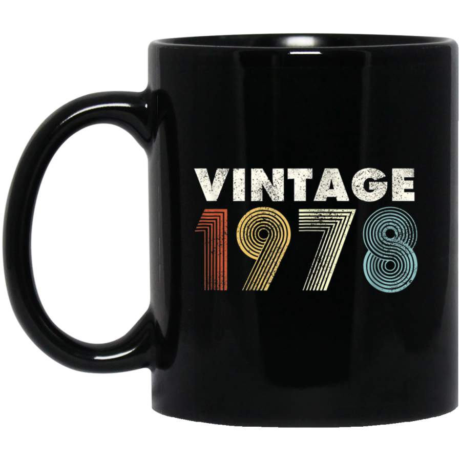 41th Birthday Gift Vintage 1978 Distressed Men Women 11 oz 15 oz Black Mug