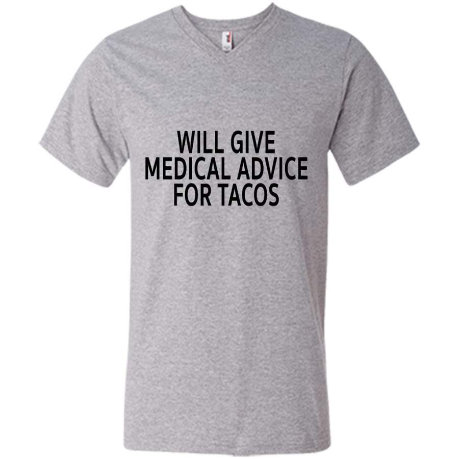 Will Give Medical Advice For Tacos – Canvas Unisex V-Neck Shirt