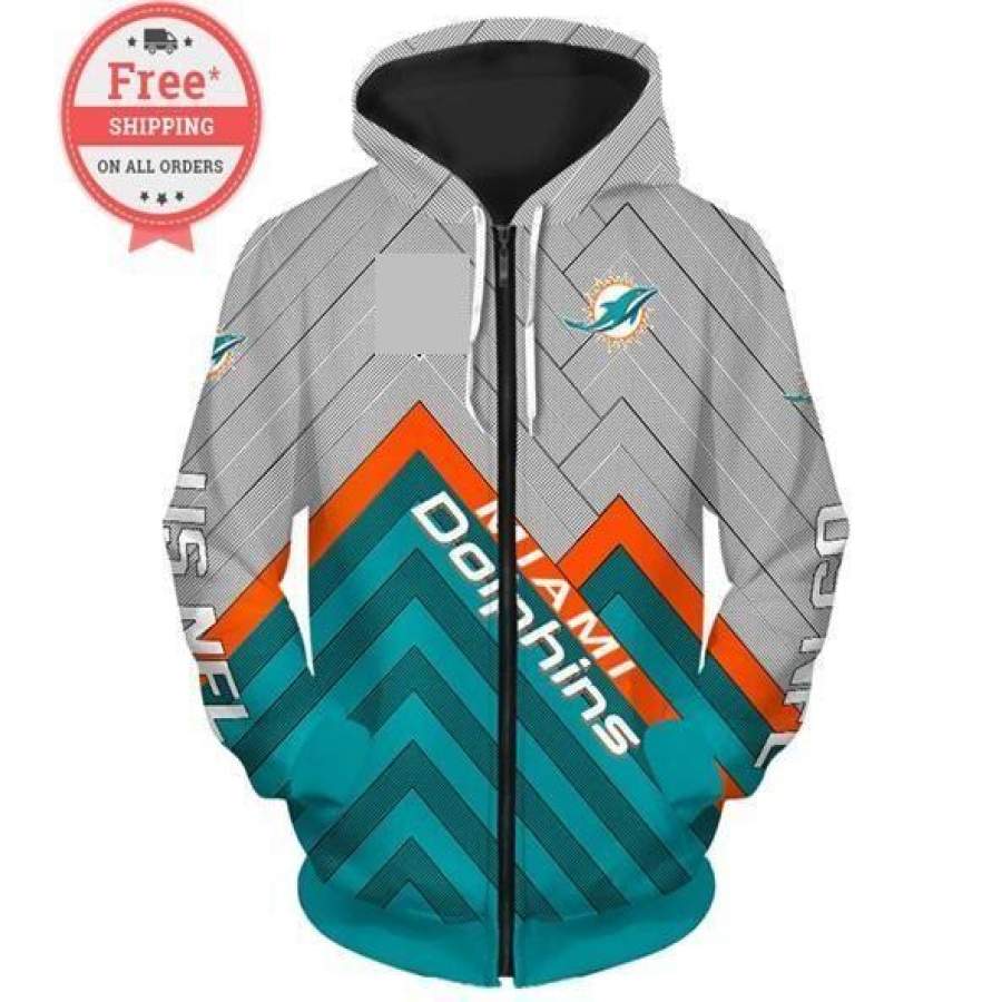 Miami Dolphins Sweatshirts Print Unisex Zip Up Hoodie Unisex 3D All Over Print