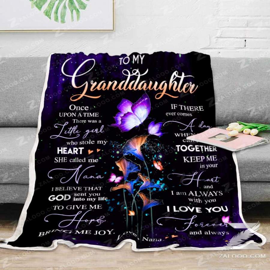 Zl – Fleece blanket – Butterfly – To my granddaughter – Always with you