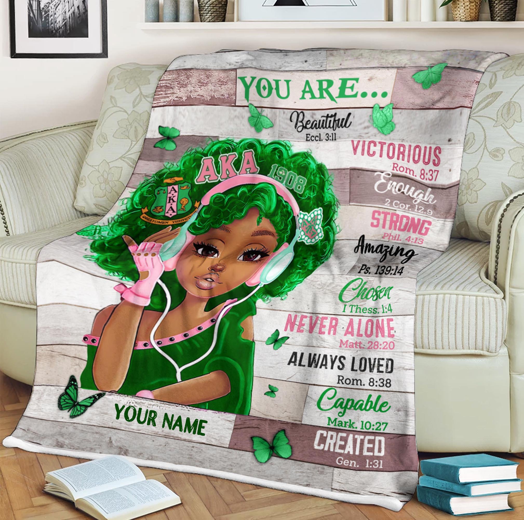 Alpha Kappa Alpha Black Teenage You Are Beautiful Custom Name Blanket