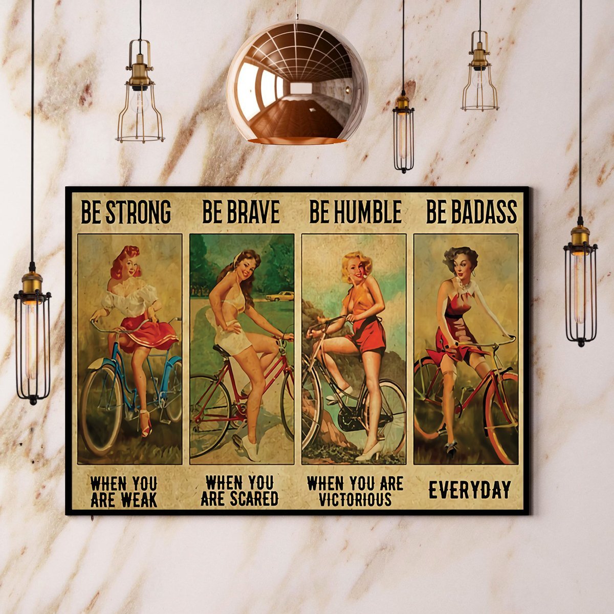 Bicycle Urban Girl Be Strong When You Are Weak Be Badass Everyday Paper  Home Decor Poster No Frame Matte Canvas