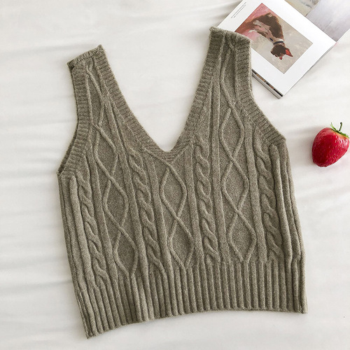 Sweater Vest Women Solid Knitted Sleeveless Loose V-neck Classic Simple College Students All-match Casual Tops Korean Style Chic alx