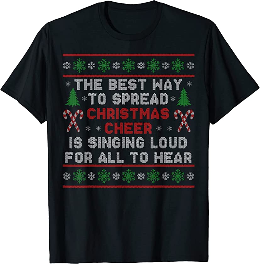 Ugly Christmas Cheer Sweater Funny Elf X-mas Holiday Xmas T-Shirt