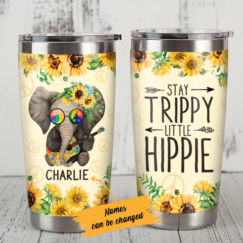 Personalized Hippie Elephant Steel Tumbler