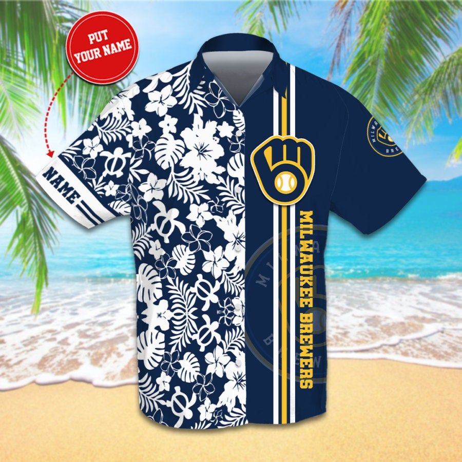 Personalized Milwaukee Brewers Hawaii Shirts Short Beach Ha92349