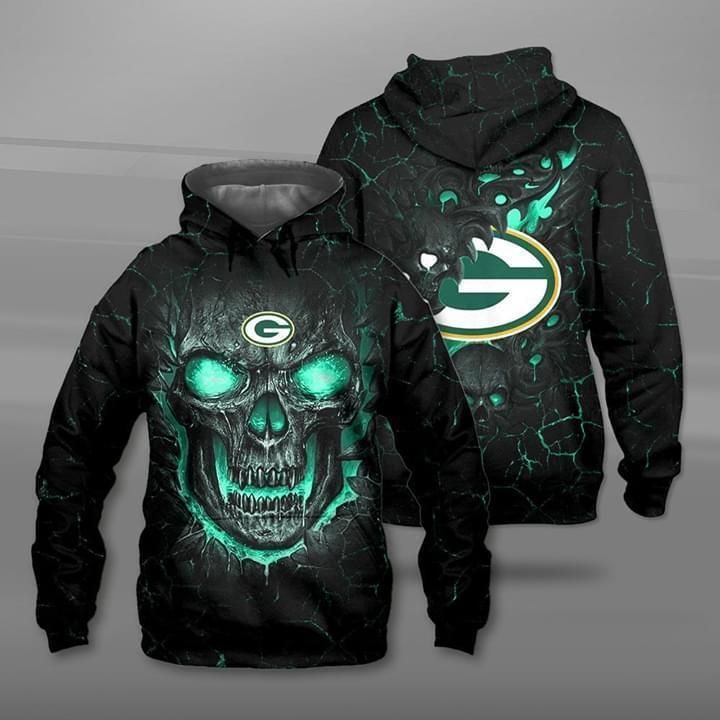 Lava Skull Green Bay Packers 3D T Shirt Hoodie Sweater