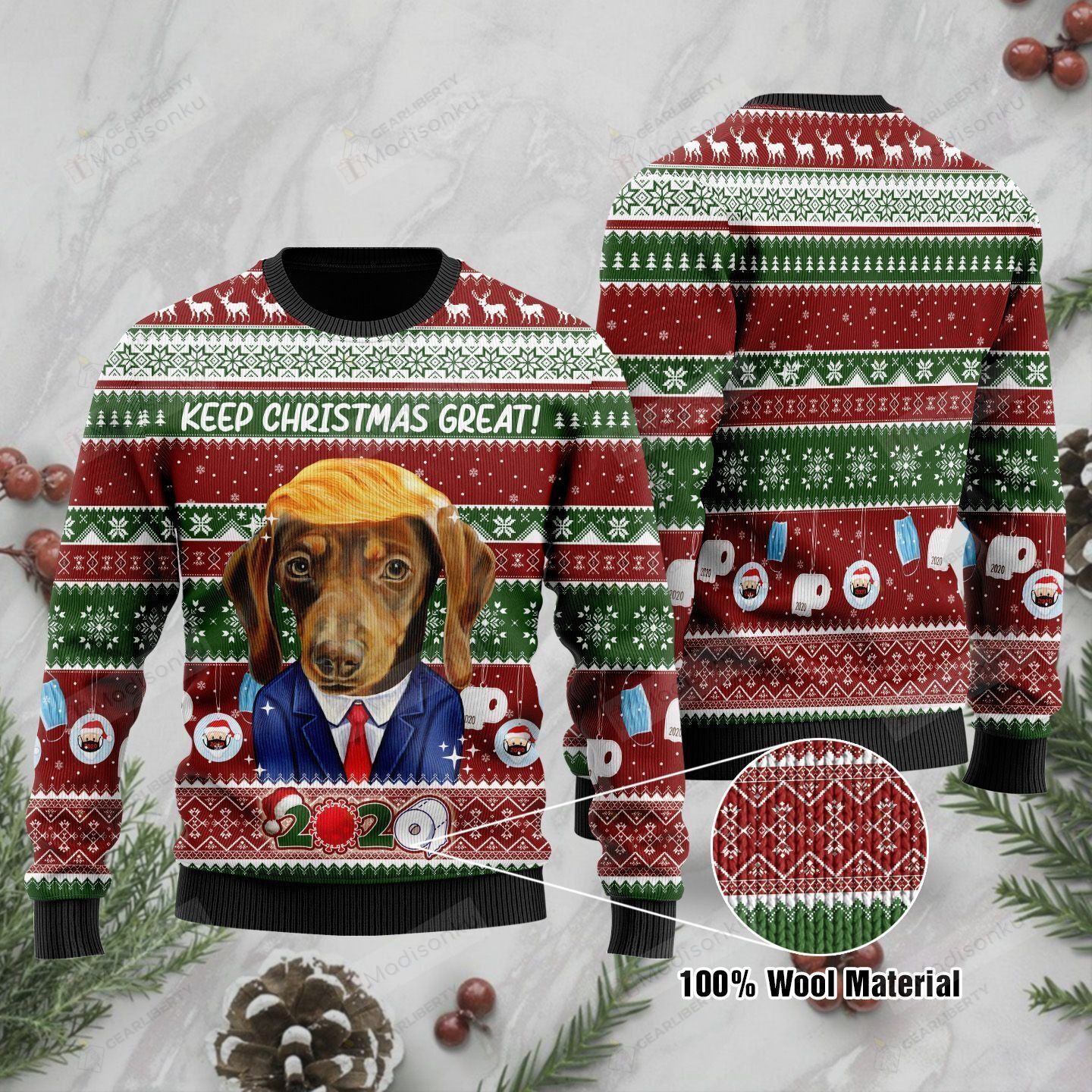 Dachshund Keep Christmas Great For Unisex Ugly Christmas Sweater, All Over Print Sweatshirt