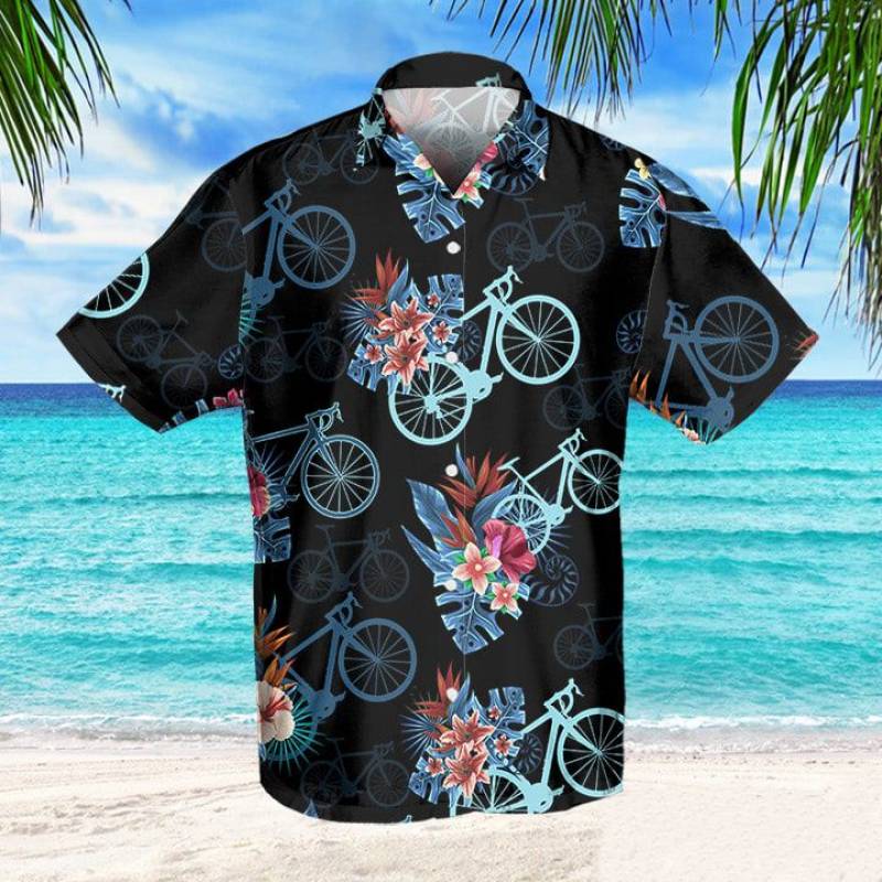 Cycling Bike Tropical Hawaii Button Shirt Ha49139