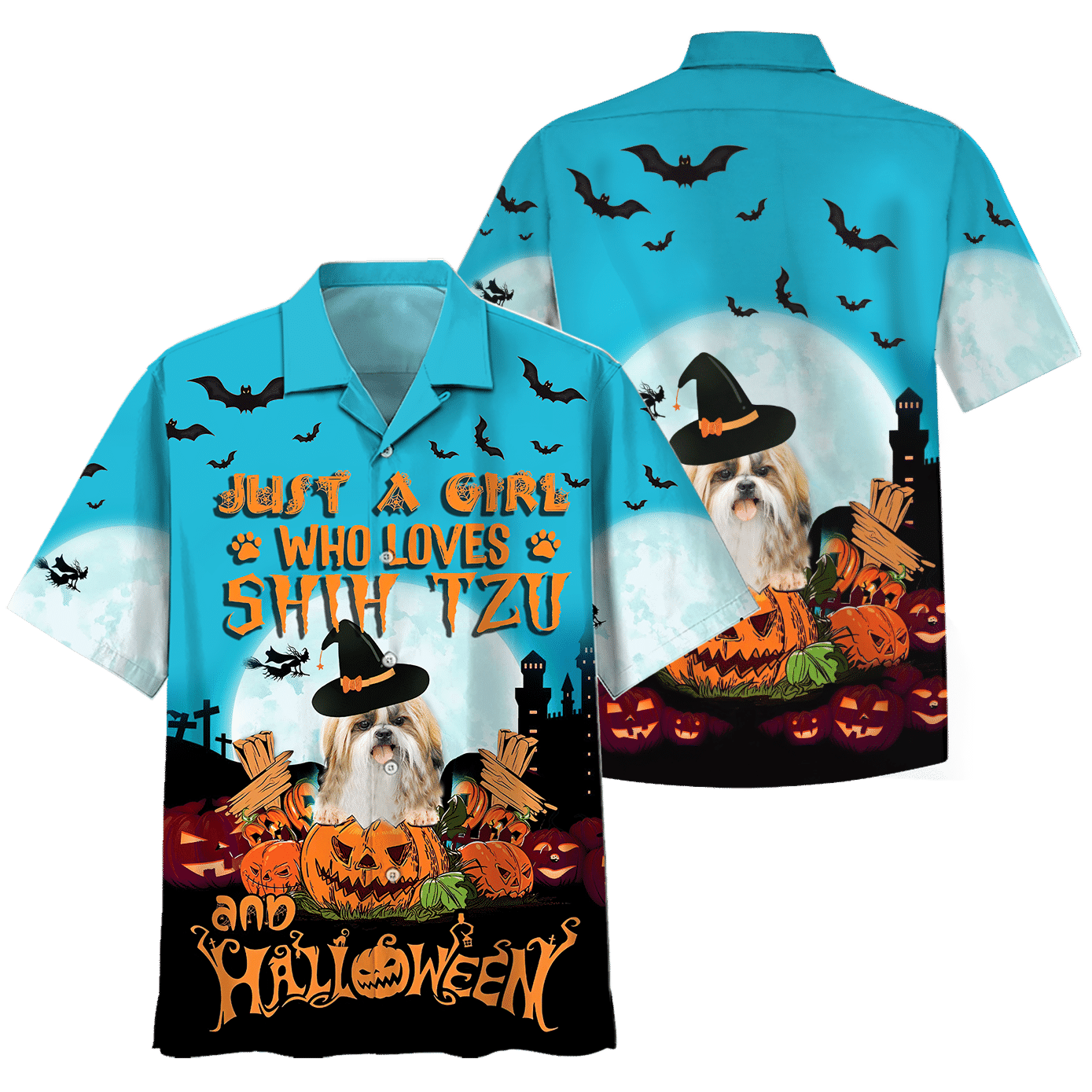 Shih Tzu Hallloween For Man And Woman Print Short Sleeve Hawaii Shirt Ha31648