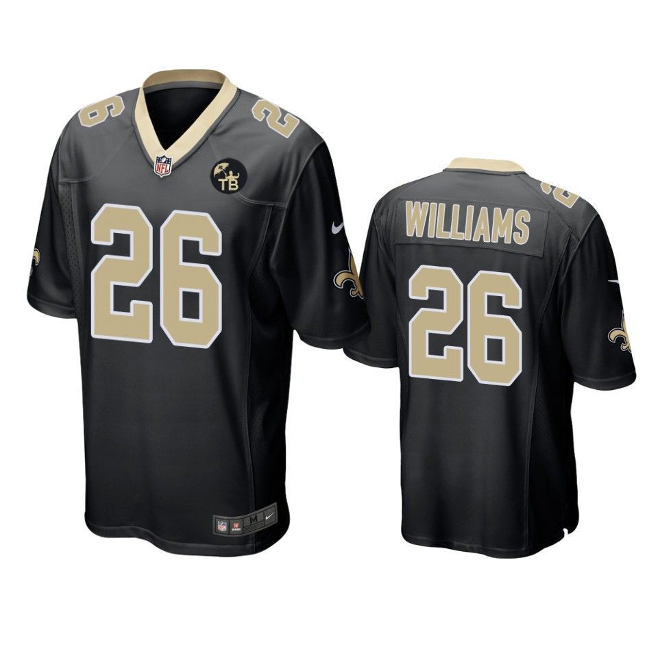 New Orleans Saints Pj Williams Game Black Tom Benson Memorial Patch Mens Jersey