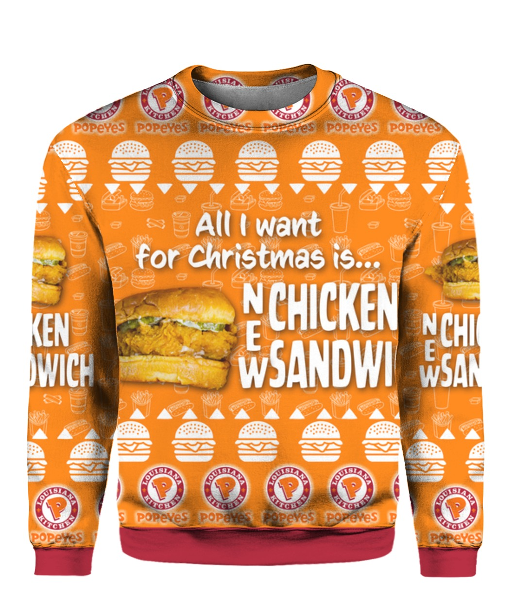 Chicken Sandwich Christmas Ugly Sweater | Unisex | Full Size | Adult | Colorful | US1973