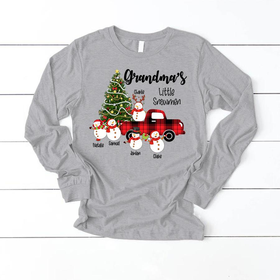 Grandma’S Little Snowmen With Truck – Christmas | Long Sleeve T-Shirt