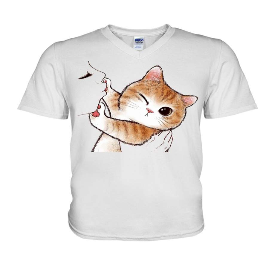 Cute Cat Kitten No Kisses Gift Gift For Cat Lover Guys V-Neck