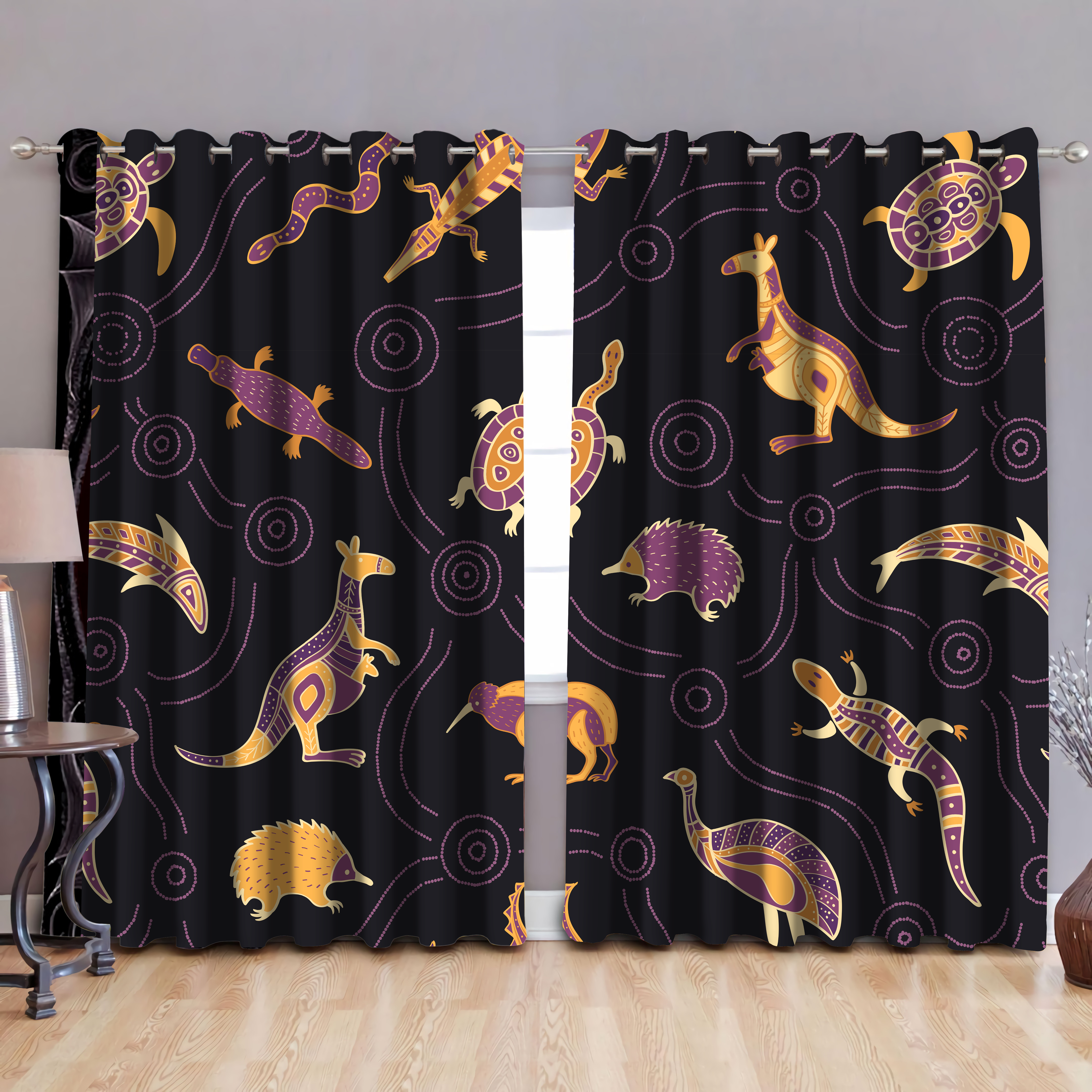 Aboriginal Animal Culture Painting Art 3D Design Curtain