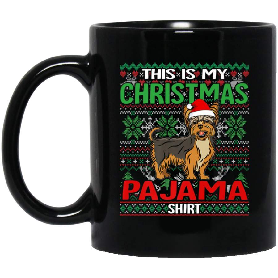 Yorkshire Terrier Dog Lover Hats Ugly Christmas Sweater Gift Premium  11 oz 15 oz Mug Black