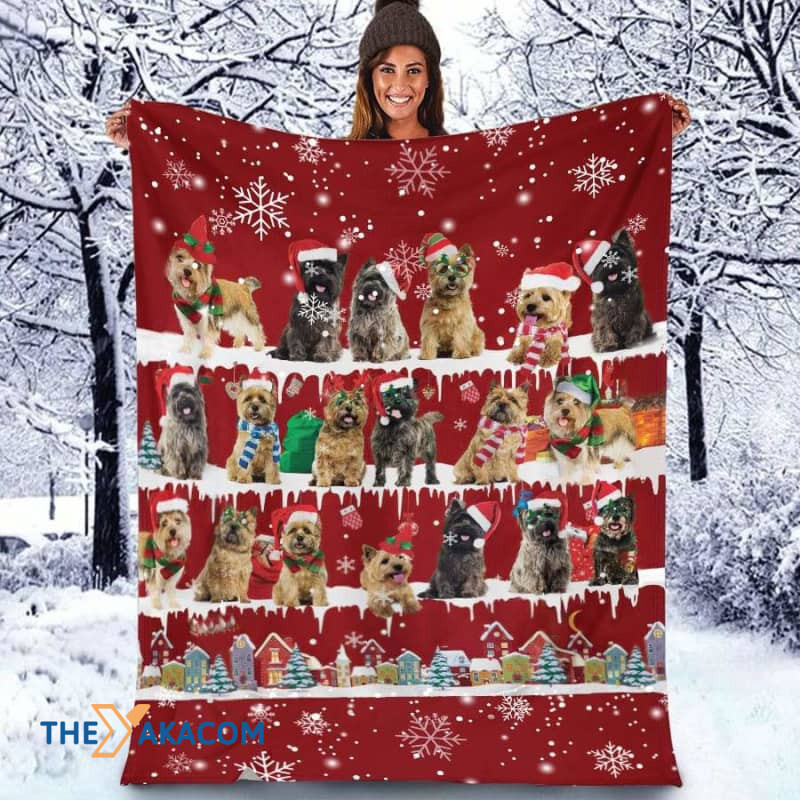 Cairn Terrier Christmas Blanket Sherpa Throw Blanket Best Gift For Dog Lovers Fleece Sherpa Throw Blanket