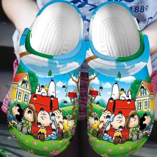 Snoopy Dog And Charlie Brown With Friends Gift For Fan Classic Water Rubber Clogs Clogband Clogs, Comfy Footwear